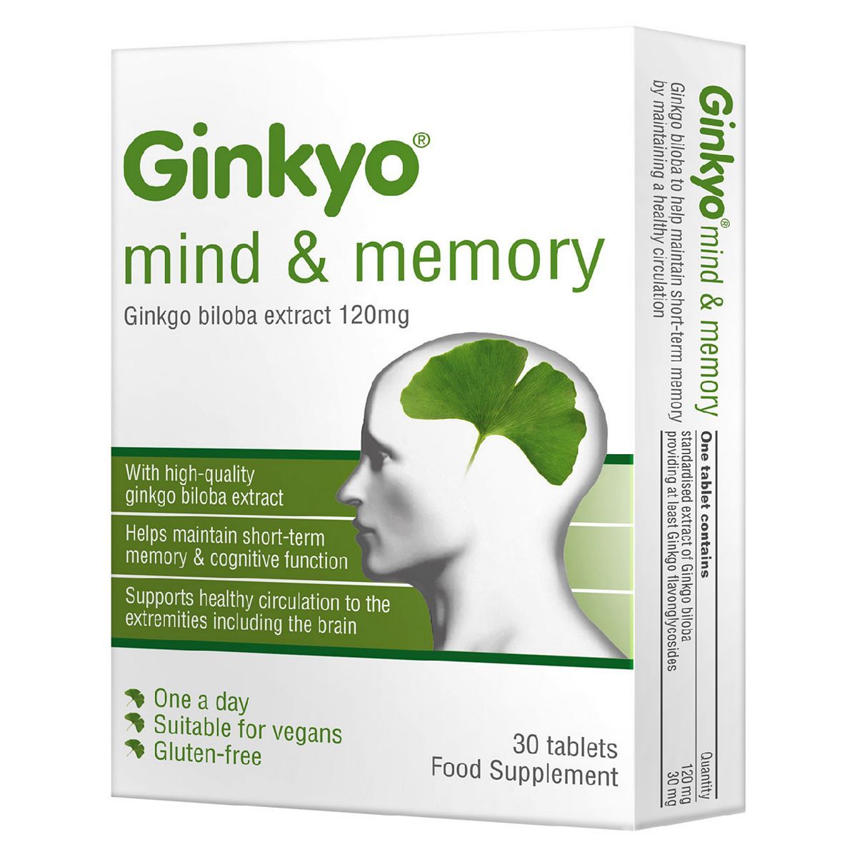 Ginkyo Mind &amp;amp; Memory Ginkgo Biloba 120mg One a Day 30 Tablets