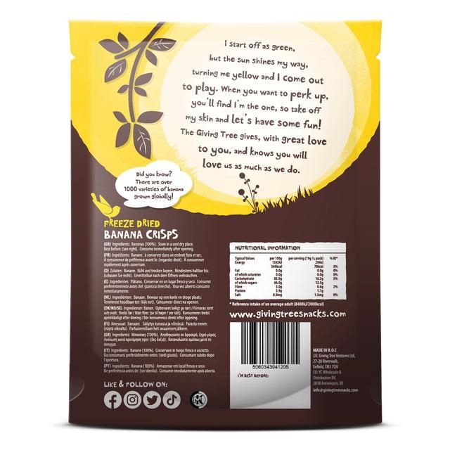 Giving Tree Freeze Dried Banana Crisps   18g