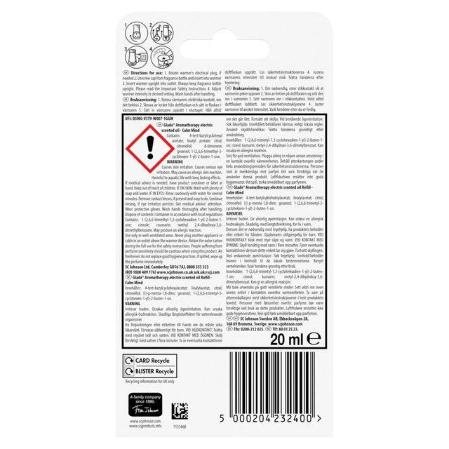 Glade Aromatherapy Electric Scented Oil Refill Calm Mind   20ml