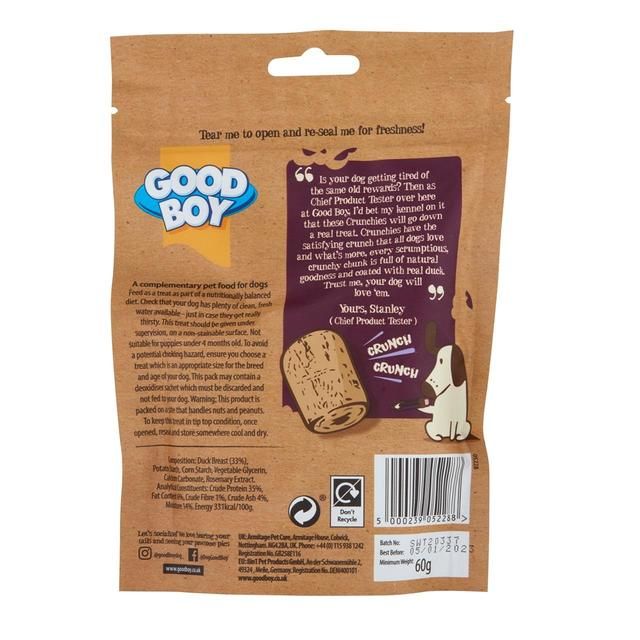 Good Boy Crunchies Duck Mini Reward Dog Treats   60g