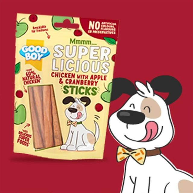 Good Boy Superlicious Chicken Apple &amp;amp; Cranberry Stick Dog Treats   100g