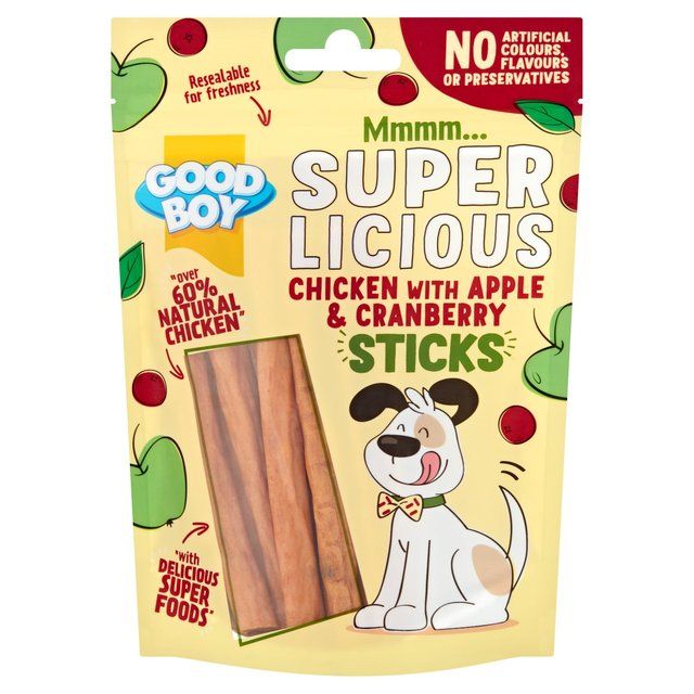 Good Boy Superlicious Chicken Apple &amp;amp; Cranberry Stick Dog Treats   100g