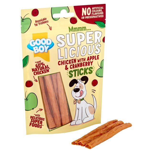 Good Boy Superlicious Chicken Apple &amp;amp; Cranberry Stick Dog Treats   100g