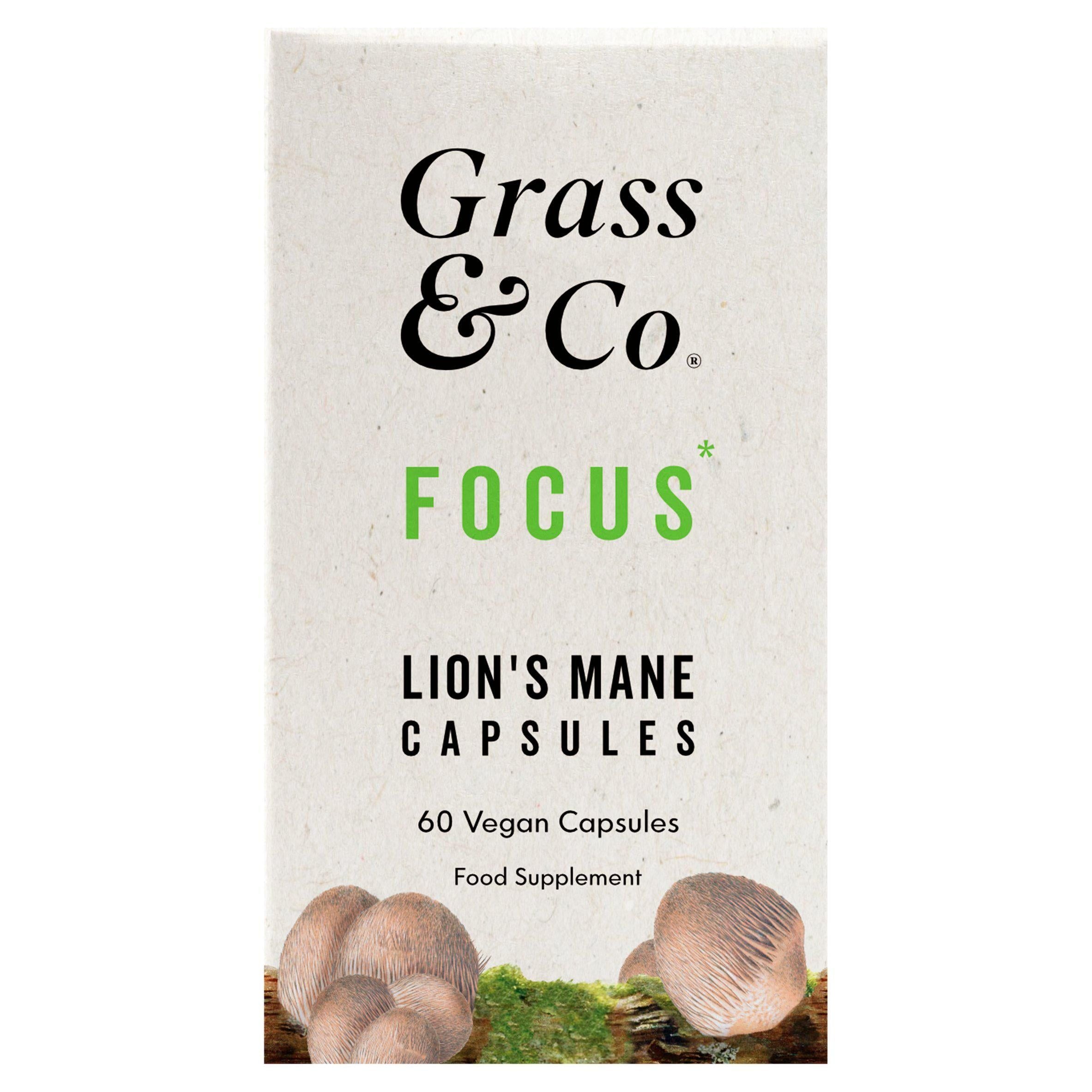 Grass &amp;amp; Co. Mushrooms Focus Lion's Mane Vegan Capsules x60 120g