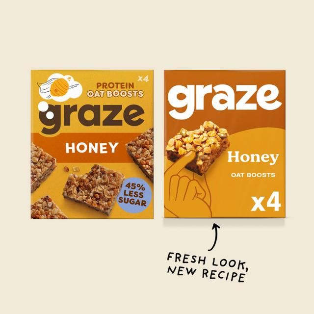 Graze Protein Honey Snack Bars Wholegrain Oats   4 per pack