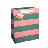 Green &amp;amp; Pink Stripe Medium Gift Bag