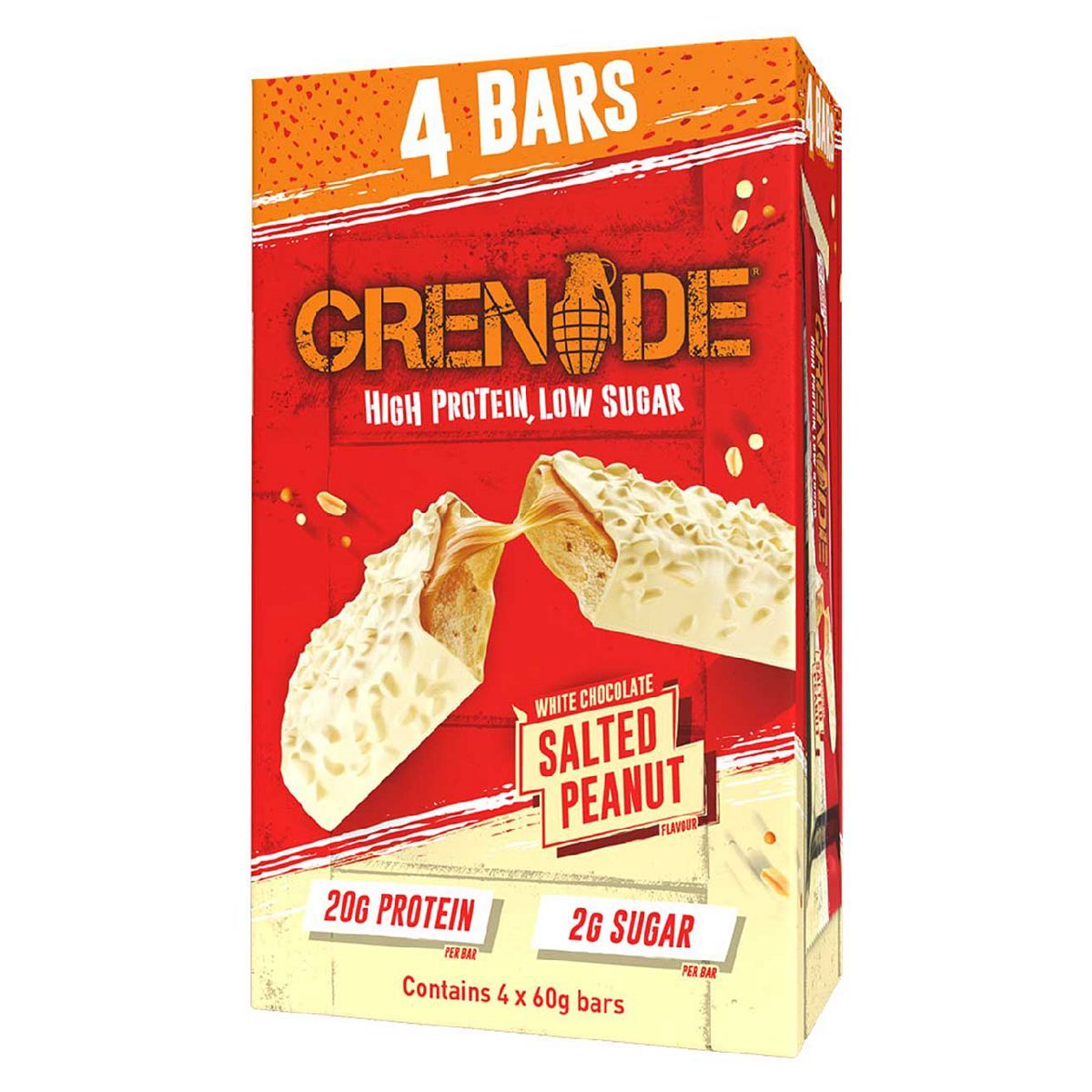 Grenade White Chocolate Salted Peanut Protein Bars - 4 x 60g