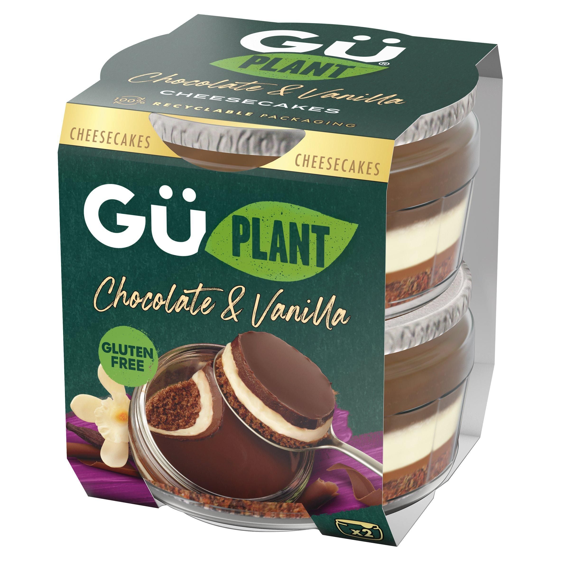 G&amp;uuml; Plant Chocolate &amp;amp; Vanilla Cheesecake Dessert 2x82g