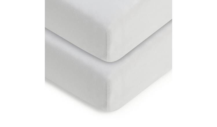 Habitat Kids Cotton Jersey White 2 Pack Fitted Sheet &amp;ndash; Crib