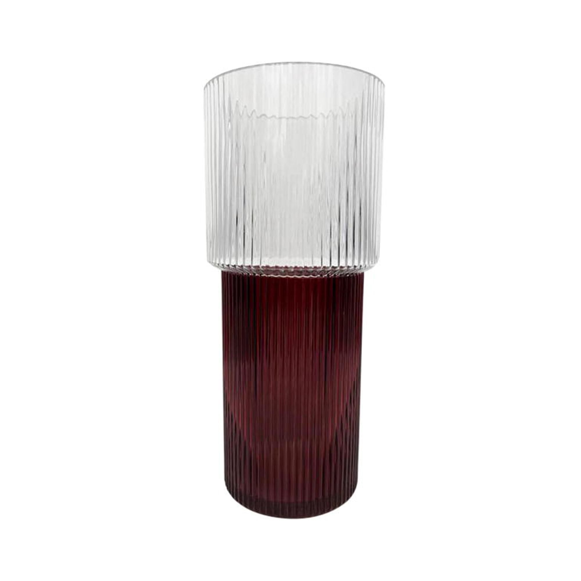 Habitat Ribbed Two Tone Glass Vase - Red &amp;amp; Clear