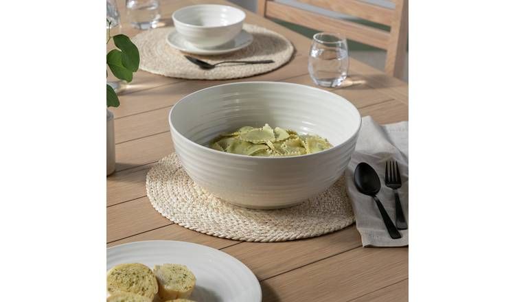 Habitat Ripple Stoneware Serving Bowl - Cream