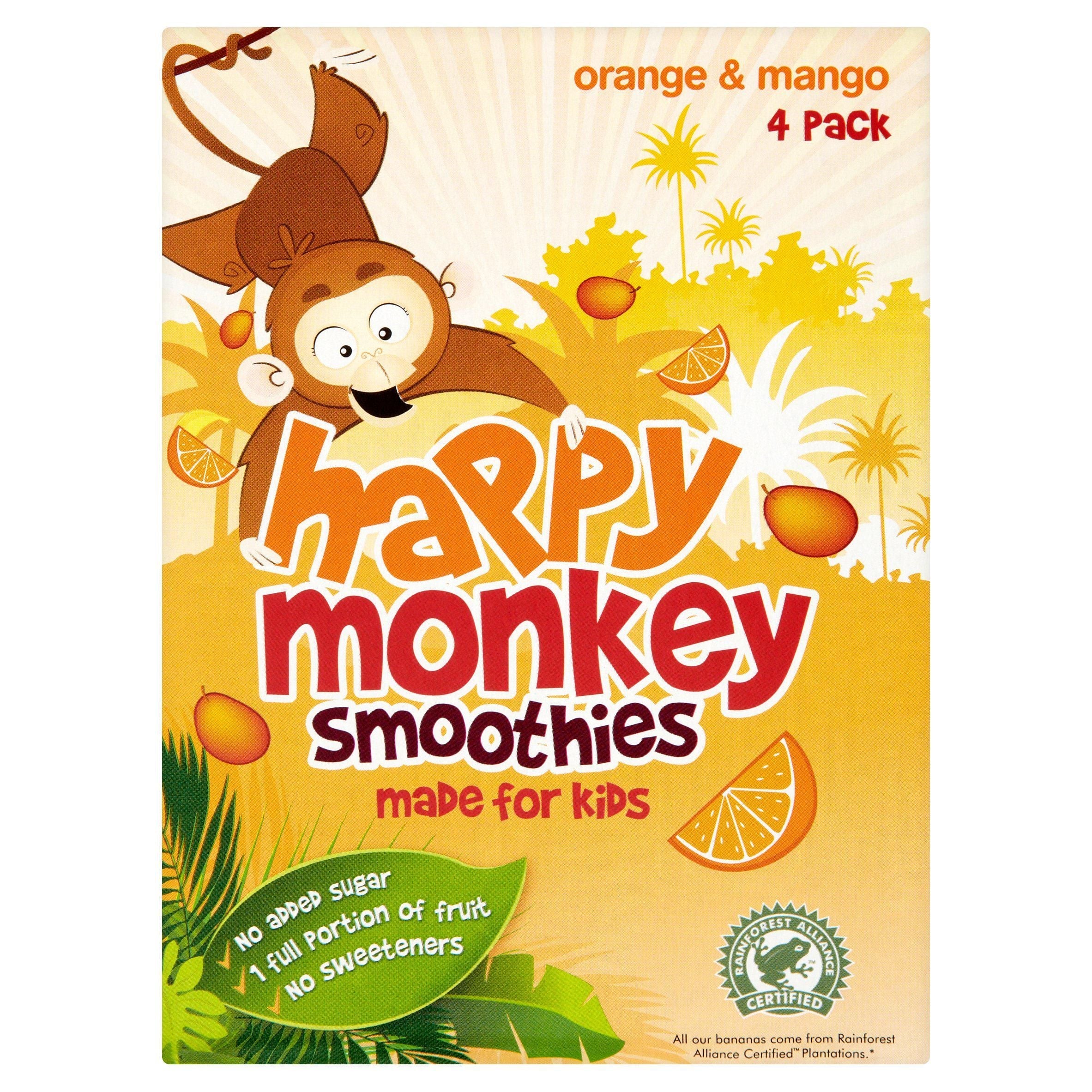 Happy Monkey Orange &amp;amp; Mango Kids Smoothie 4x180ml