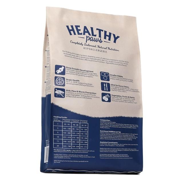 Healthy Paws British Turkey &amp;amp; Brown Rice Puppy Dog Food   12kg