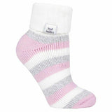 Heat Holders Ladies Thermal Lined Bed Socks 4-8 UK Cream / Light Pink (S Rib)