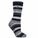 Heat Holders Ladies Thermal Socks with Grips 4-8 UK Black Stripe (Juniper) / 1EA