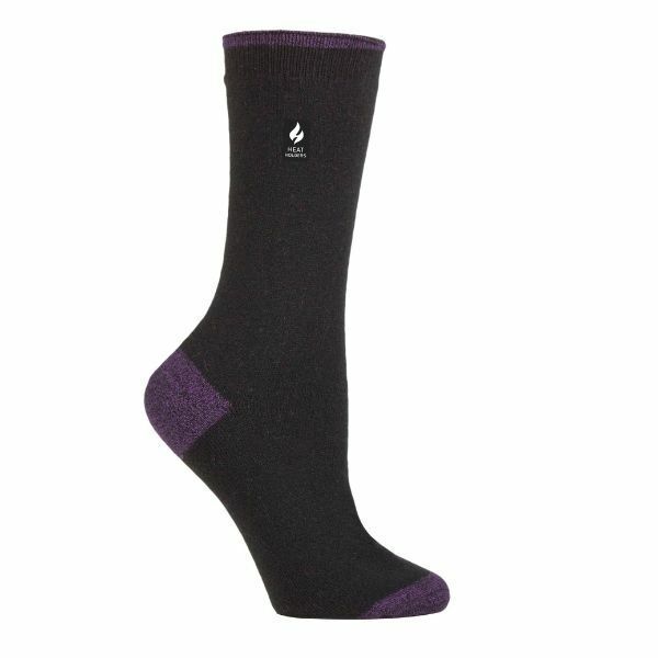 Heat Holders Ladies Ultra Lite Thermal Dress Socks 4-8 UK Black/ Purple (Oia)
