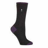 Heat Holders Ladies Ultra Lite Thermal Dress Socks 4-8 UK Black/ Purple (Oia)