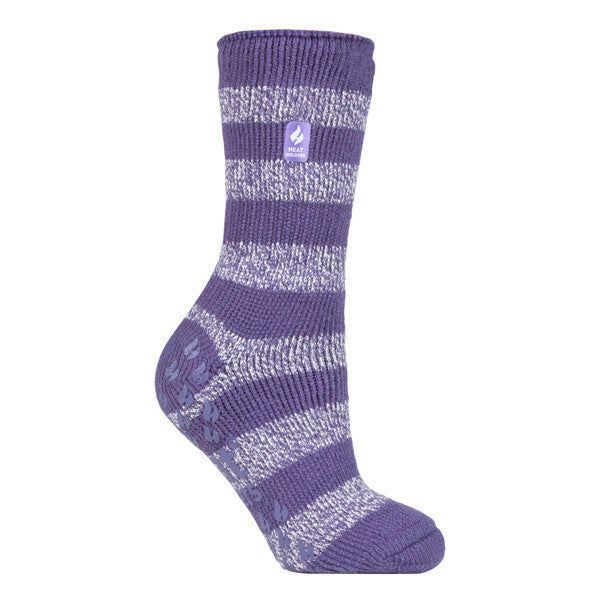 Heat Holders Ladies Winter Thermal Slipper Socks 4-8 UK Mulberry Purple/ White (Seville) / 1EA