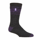 Heat Holders Mens Extra Thick Warm Thermal Socks 6-11 UK Charcoal / Purple (Athens)