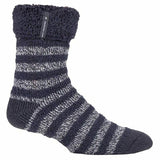 Heat Holders Mens Fleece Lined Thermal Bed Socks 6-11 UK Charcoal Stripe (Olwen) / 1EA