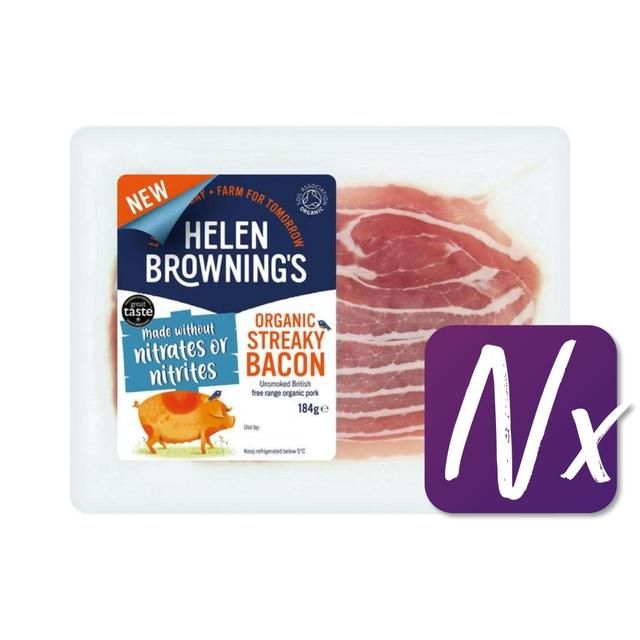 Helen Browning's Unsmoked Organic Streaky Bacon No Added Nitrates   184g