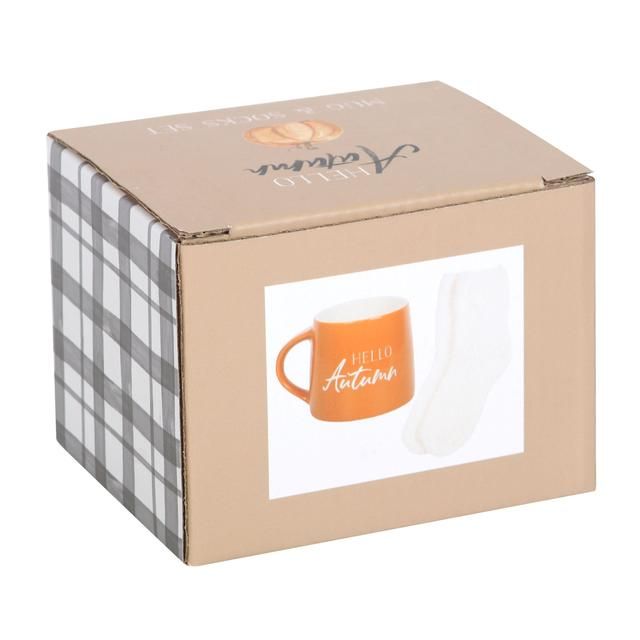 Hello Autumn Ceramic Mug &amp;amp; Socks Set