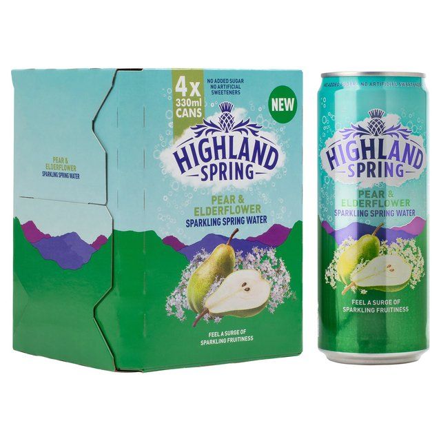 Highland Spring Sparkling Water Pear &amp;amp; Elderflower   4 x 330ml