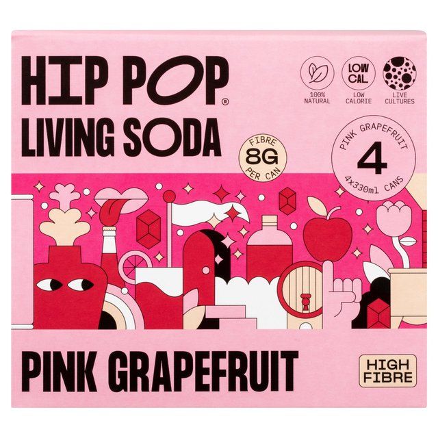 Hip Pop Pink Grapefruit Living Soda   4 x 330ml