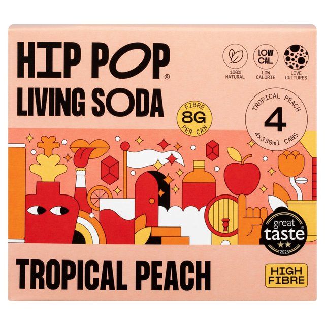 Hip Pop Tropical Peach Living Soda   4 x 330ml