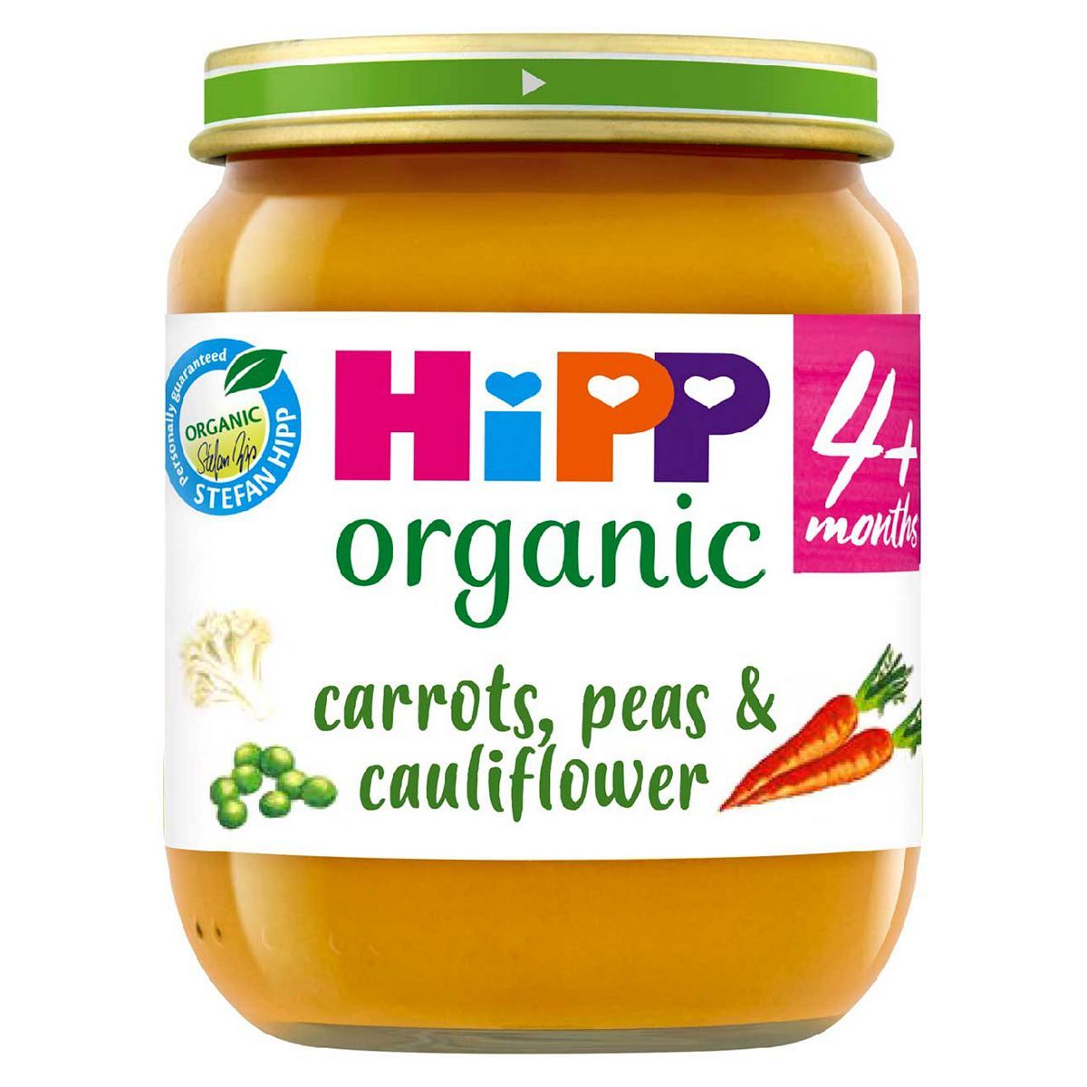 HiPP Organic Carrots Peas &amp;amp; Cauliflower Baby Food Jar 4+ Months 125g