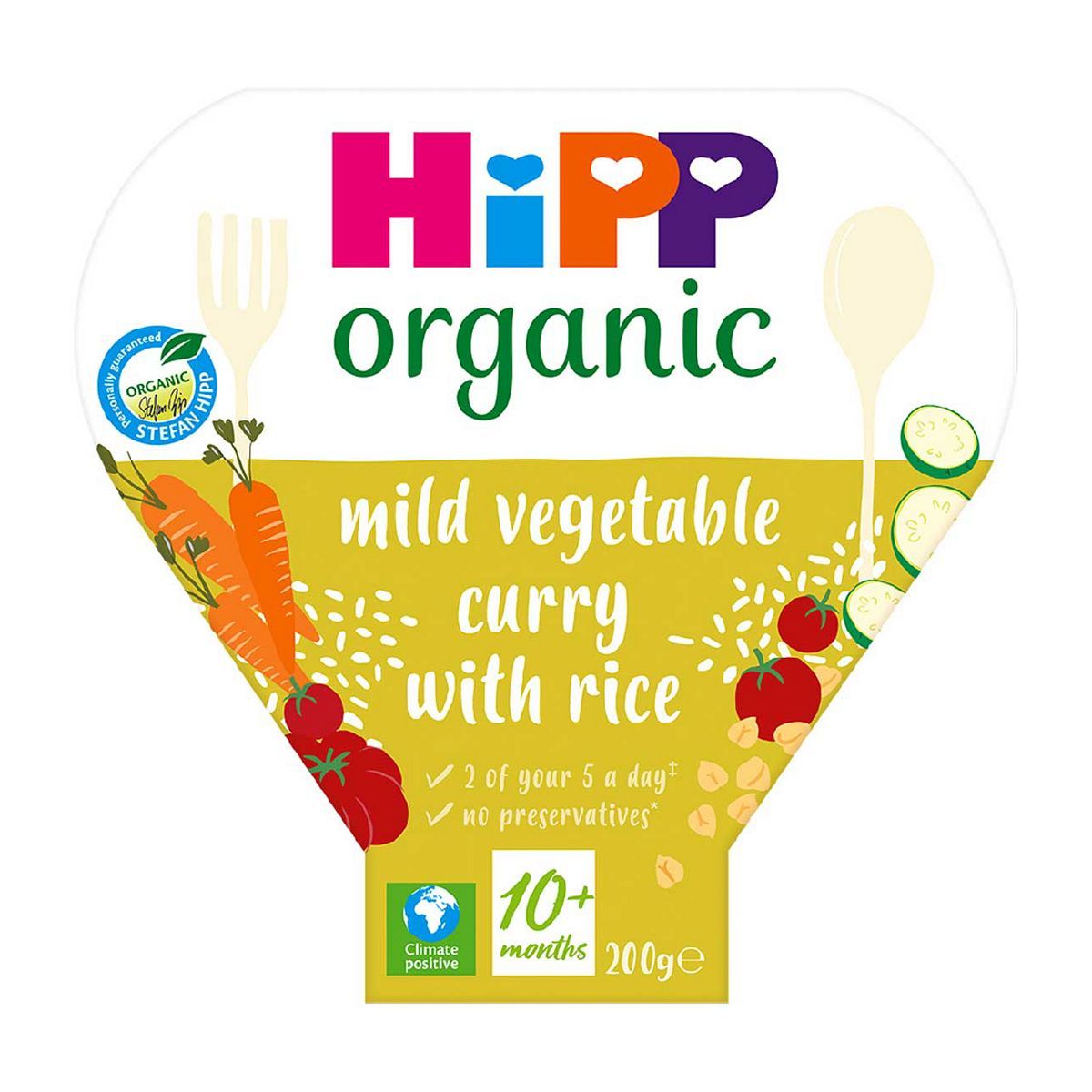 HiPP Organic Mild Vegetable Curry With Rice Toddler Tray Meal 10+ Months 200g