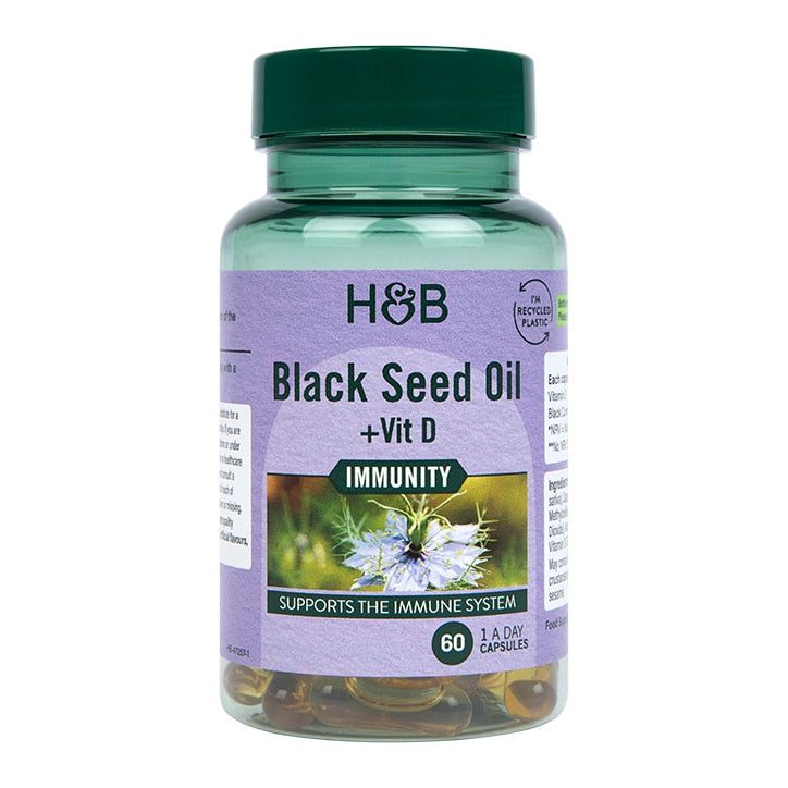 Holland &amp;amp; Barrett Black Seed Oil +Vit D 60 Capsules