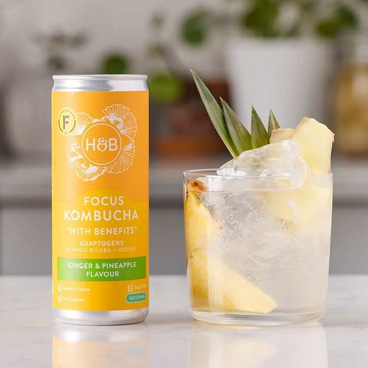 Holland &amp;amp; Barrett Glow Kombucha 250ml Pineapple &amp;amp; Ginger (Focus) / 250 ml