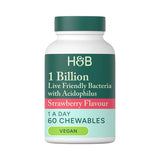 Holland &amp;amp; Barrett Live Friendly Bacteria Strawberry Flavour 60 Chewable Tablets