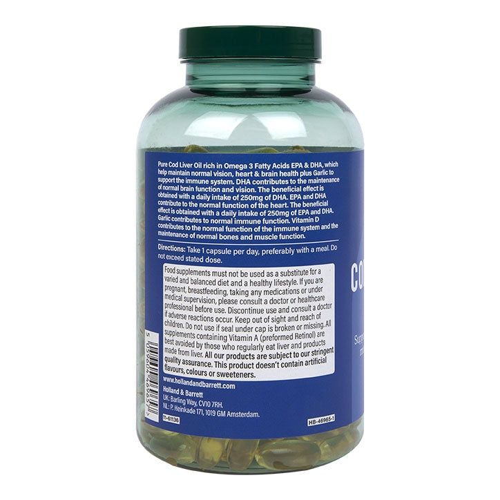 Holland &amp;amp; Barrett Pure Cod Liver Oil &amp;amp; Garlic 240 Capsules