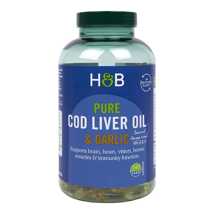 Holland &amp;amp; Barrett Pure Cod Liver Oil &amp;amp; Garlic 240 Capsules
