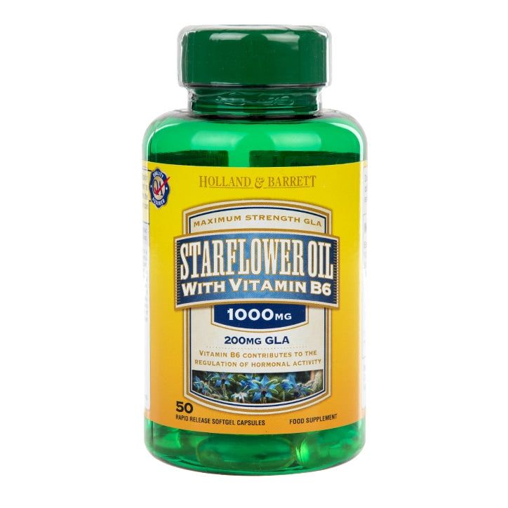 Holland &amp;amp; Barrett Starflower Oil 50 Capsules 1000mg with Vitamin B6