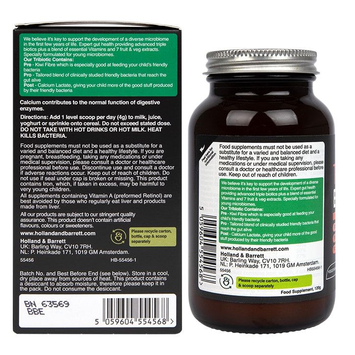 Holland &amp;amp; Barrett Tribiotics Childrens Powder Strawberry Flavour 120g