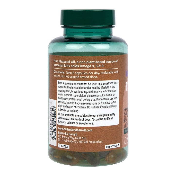 Holland &amp;amp; Barrett Vegan High Strength Flaxseed Triple Omega 3-6-9 Oil 60 Capsules
