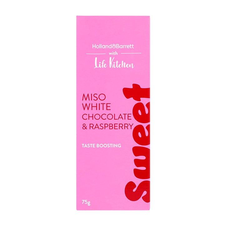 Holland &amp;amp; Barrett with Life Kitchen Miso White Chocolate &amp;amp; Raspberry 75g