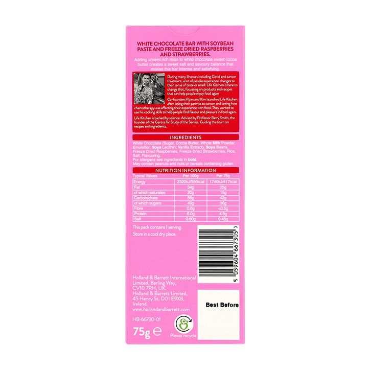 Holland &amp;amp; Barrett with Life Kitchen Miso White Chocolate &amp;amp; Raspberry 75g