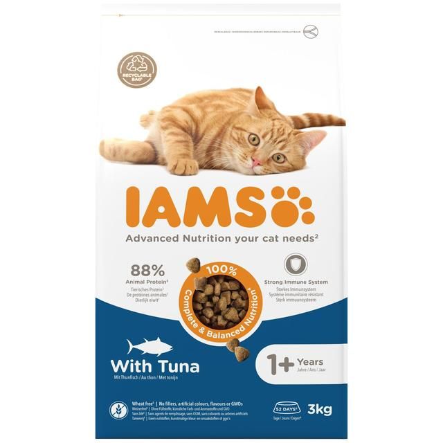IAMS 1+ Years Adult Dry Cat Food Tuna   3kg