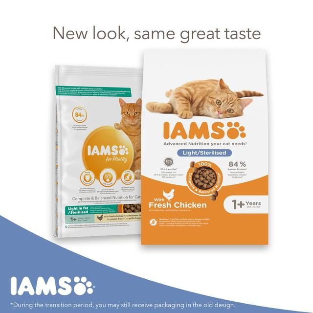 IAMS 1+ Years Light in Fat Dry Cat Food Chicken   3kg