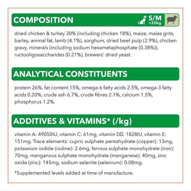 IAMS for Vitality Adult Dog Food Small/Medium Breed With Lamb   2kg