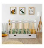 Ickle Bubba Coleby Classic Cot Bed, Under Drawer and Sprung Mattress - Scandi White