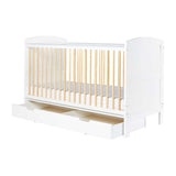Ickle Bubba Coleby Classic Cot Bed, Under Drawer and Sprung Mattress - Scandi White