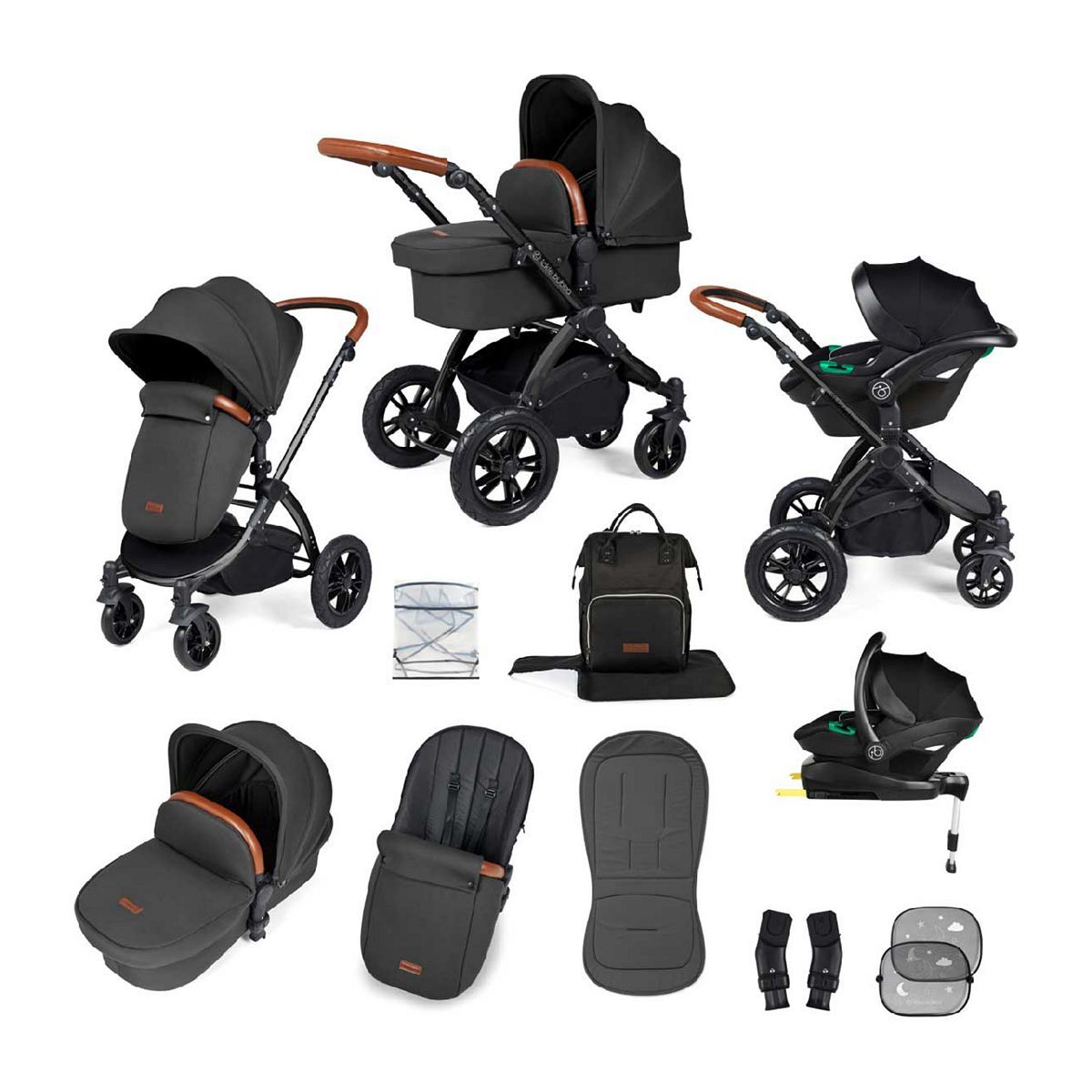 Ickle Bubba Stomp Luxe all-in-one Travel System Black/Grey/Tan/ Pack Size 1