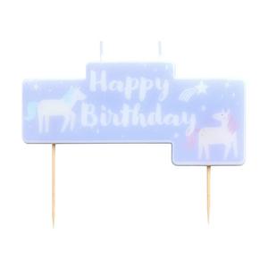 Sainsbury's Home Unicorn Happy Birthday Block Candle 10x6cm