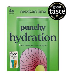 Punchy Mexican Lime Hydration Drink 4 x 330ml, imported from the UK