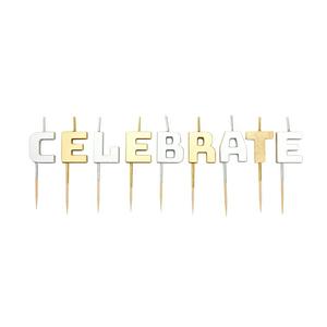 Sainsbury's Metallic Celebrate Letter Candles 9 pack (British brand)